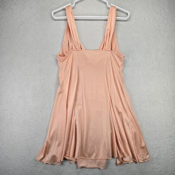 Olivia Lance Vpink  Satin Nightgown Lingerie Chemise L Slip Sheer 80s 90s Vtg - Picture 7 of 12